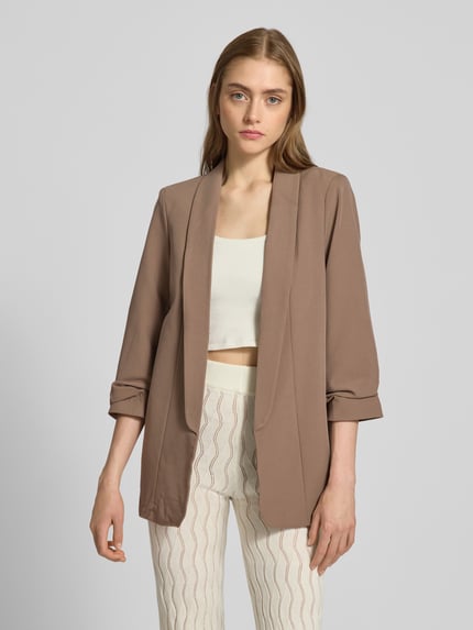 PIECES Regular Fit Longblazer mit Viskose-Anteil Modell 'BOSELLA' Taupe 4