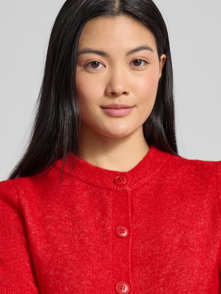 Samsøe Samsøe Cardigan aus Woll-Mix mit 1/2-Arm Modell 'NOURA' Rot 3