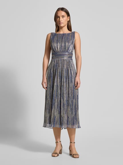 SWING Cocktailjurk met ronde hals Blauw - 4