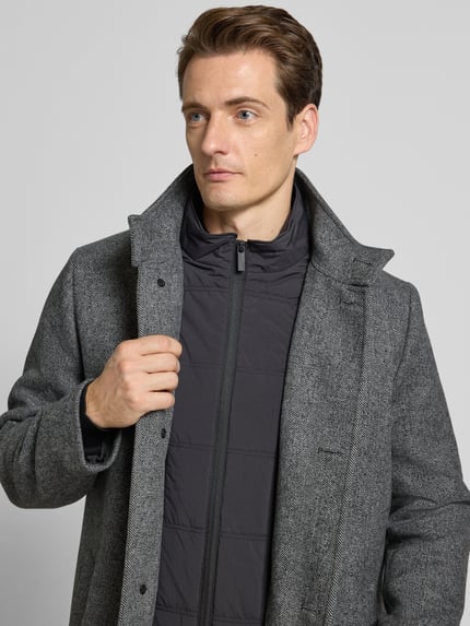 Selected Regular fit lange wollen jas met gewatteerde inzet, model 'RAINAR' Antraciet - 3