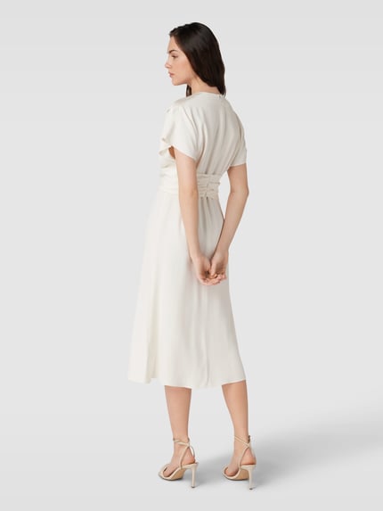BOSS Midikleid mit V-Ausschnitt Modell 'Debasa' Offwhite 5