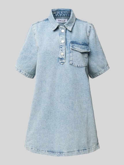 EDITED Jeanskleid mit Brusttasche Jeansblau 2