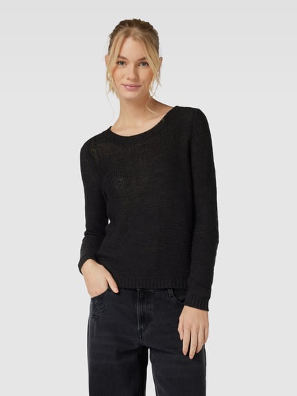 ONLY Sweter z dzianiny z okrągłym dekoltem model ‘GEENA’ Czarny 4