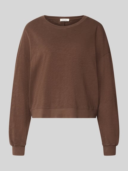 Produktfoto, Relaxed Fit Sweatshirt aus reiner bawełna od American Vintage, krój relaxed fit, elastyczne ściągacze, okrągły dekolt, krój z długim rękawem, długość tyłu w rozmiarze S: 57 cm, kolor brązowy, gładka tekstura
