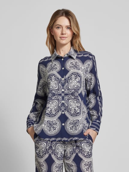 Seidensticker Regular fit overhemdblouse met doorknoopsluiting Marineblauw - 4