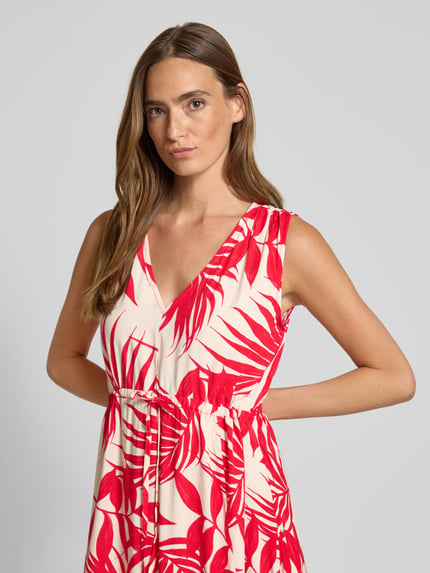 ZABAIONE Midi-jurk van viscose met V-hals Rood - 3