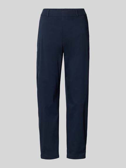 Produktfoto, Straight Fit Stoffhose mit Eingrifftaschen Modell 'Ornela' von STEHMANN in Dunkelblau, Baumwoll-Mix, verkürzte Passform, Haken- und Reißverschluss, Gesäßtaschen, schlichte Optik