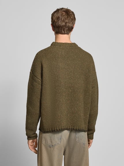 PROHIBITED Relaxed Fit Strickpullover mit Woll-Anteil Modell 'Legacy' Oliv Melange 5