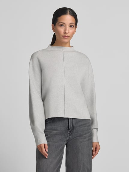 OPUS Regular Fit Strickpullunder Modell 'Punus' mit Mock Neck Mittelgrau 4