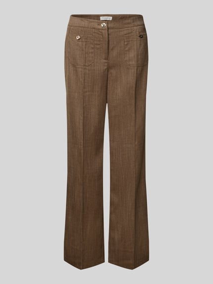 Produktfoto, Wide Fit Hose mit aufgesetzten Taschen von Christian Berg Woman in Braun, Material-Mix mit Viskose-Anteil, strukturierte Oberfläche