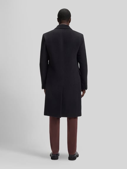 BOSS Slim Fit lange jas van alpacamix model 'Hyde-DB-Peak' Marineblauw - 5