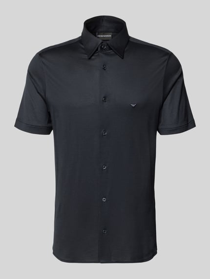 Emporio Armani Regular Fit Freizeithemd aus Lyocell-Mix Marine 2