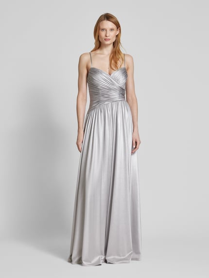 unique Abendkleid mit gelegten Falten Metallic Blue 4