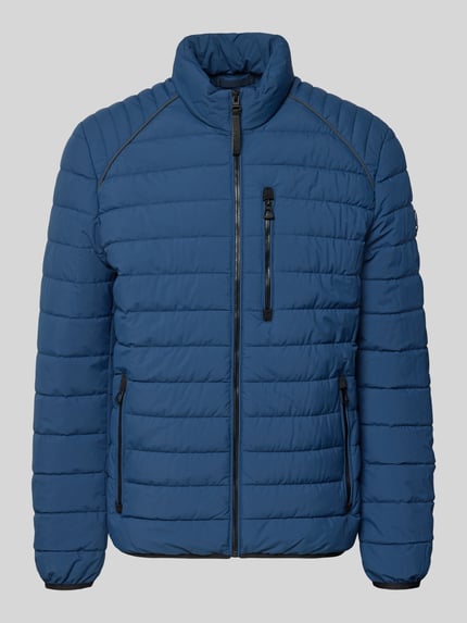 Produktfoto, Steppjacke mit Stehkragen und Reißverschlusstaschen von LERROS in Blau, Regular Fit, gut sichtbare Steppung und glatte Textur.