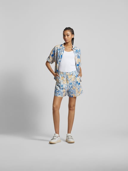 Lala Berlin linnen blouse met knoopsluiting Bleu gemêleerd - 1