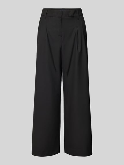 Gardeur Wide leg stoffen broek in verkorte pasvorm, model 'Franca' Zwart - 2