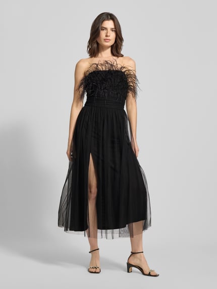 Lace & Beads Cocktailkleid mit Federn Black 1