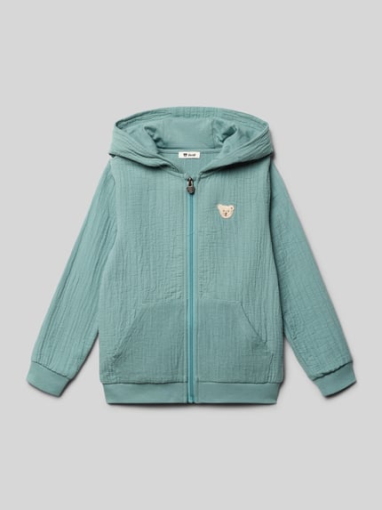 Steiff Sweatjacke mit Label-Stitching Lagune 1