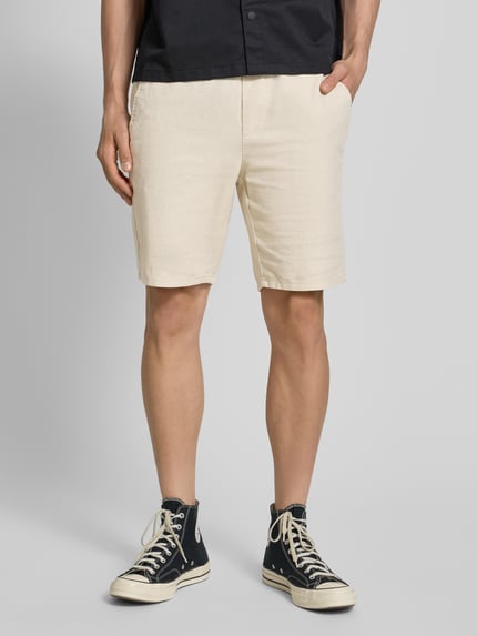 ONLY & SONS Szorty z mieszanki bawełny i lnu model ‘LINUS’ Beżowy 4