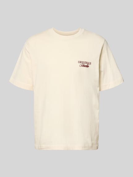 Produktfoto, T-Shirt mit Statement-Print Modell 'NORREBRO' von Jack & Jones in Beige aus reiner Baumwolle, gerader Schnitt, Rundhalsausschnitt.