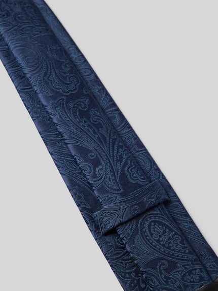 OLYMP Zijden stropdas met motiefstitching Marineblauw - 3