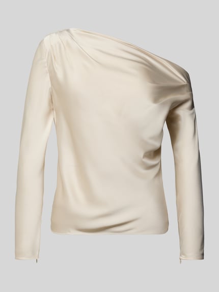 Produktfoto, Regular Fit Bluse im One-Shoulder-Look Modell 'HASBRIN' von Lauren Ralph Lauren, Damen Satin, cremefarben, glatte Satin-Optik.