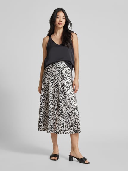 Christian Berg Woman Midirock mit Animal-Print Sand 1
