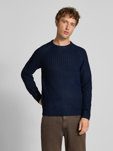 Blend Regular Fit Strickpullover mit Woll-Anteil Modell 'DEXTER' Dunkelblau 4