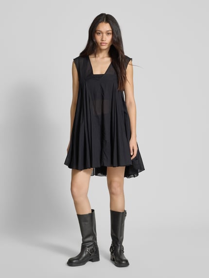 Weekday Mini-jurk met V-hals, model 'Nicki' Zwart - 1