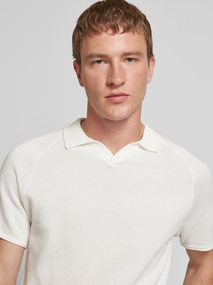 JACK & JONES Koszulka polo o kroju slim fit z fakturowanym wzorem model ‘HILL KNIT’ Biały 3