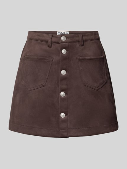 ONLY Mini-rok met knoopsluiting model 'AMAZING-STINA' Chocoladebruin - 2