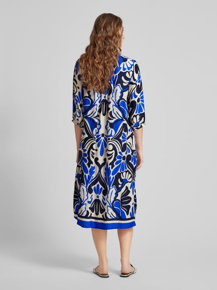 Milano Italy Midikleid mit Allover-Muster Blau 5