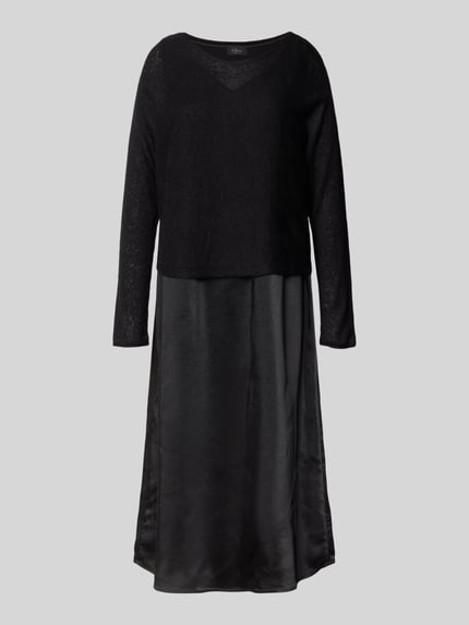 s.Oliver BLACK LABEL Fließendes Freizeitkleid im Set mit Cropped Pullover mit Woll-Anteil Black 2