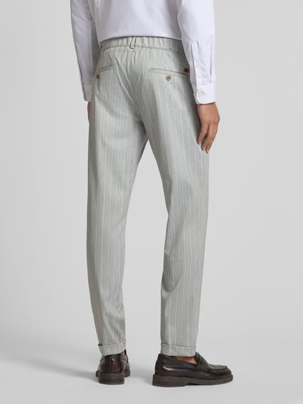 CG – CLUB of GENTS Spodnie materiałowe o kroju tapered fit z aplikacją model ‘Clow’ Limonkowy 5