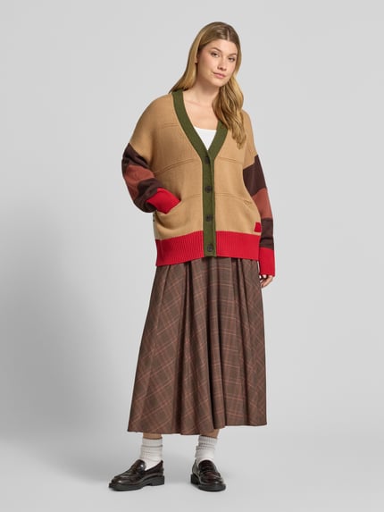 MAX&Co. Cardigan aus Schurwolle mit Label-Patch Camel 1