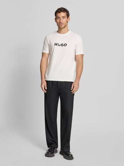 HUGO krój regular fit t-shirt z czystej bawełny model 'DUMEO' Gliniany 1