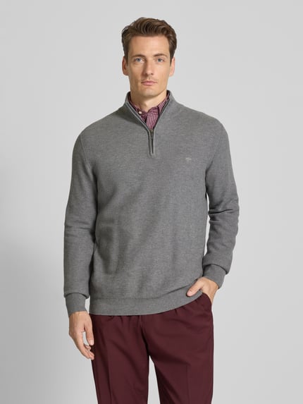 Fynch-Hatton Strickpullover mit Troyer-Kragen Mittelgrau 4