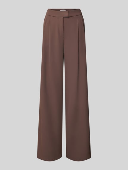 Produktfoto, Wide Leg Stoffhose mit Raffungen van Christian Berg Cocktail, bruin, elastische materiaalmix, haakjes- en ritssluiting, bandwijdte maat 36 is 38 cm, binnenbeenlengte 82 cm