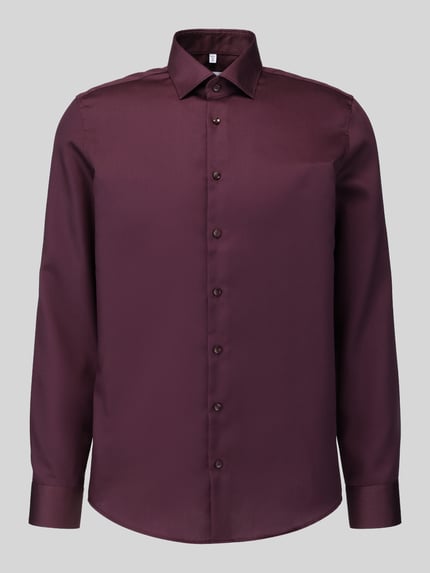Produktfoto, ciemnofioletowe Slim Fit Businesshemd aus reiner Baumwolle Modell 'New Kent' von Seidensticker, koszula biznesowa męska