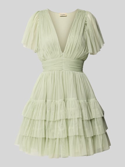 Lace & Beads Cocktailkleid im Stufen-Look mit V-Ausschnitt Hellgruen 2