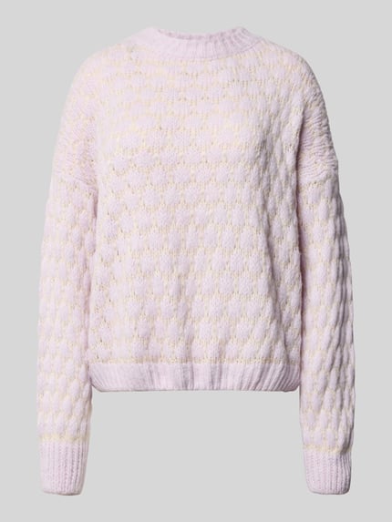 ZABAIONE Oversized Strickpullover mit gerippten Abschlüssen Flieder 2