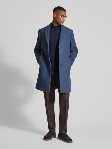 MCNEAL Regular fit lange wollen jas met reverskraag Blauw - 1