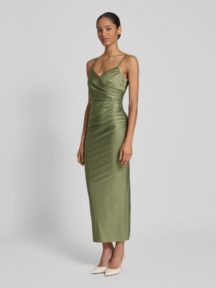 TROYDEN COLLECTION Cocktailkleid mit seitlicher Raffung Oliv 1