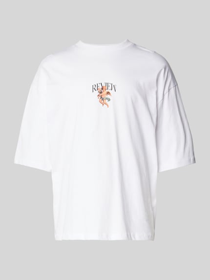REVIEW T-Shirt mit Label-Print Weiss 2