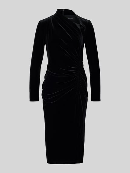 Lauren Ralph Lauren Midi-juk van fluweel met plooien, model 'FELRAD' BLACK - 2