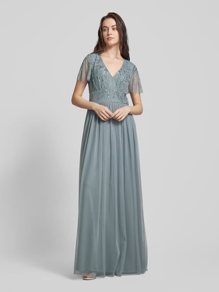 Christian Berg Cocktail Abendkleid mit Paillettenbesatz Ocean 4