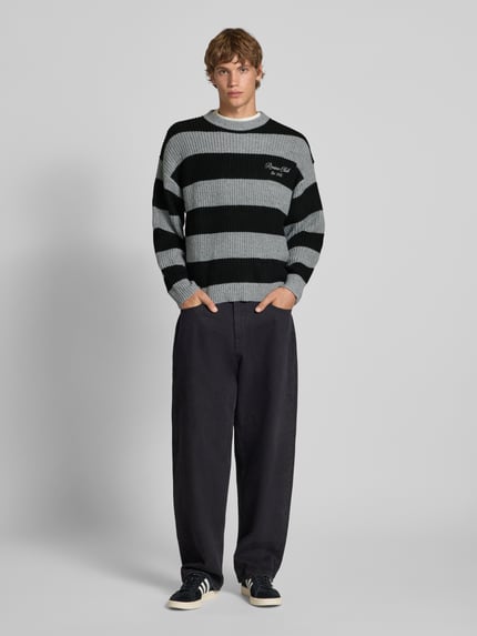 REVIEW Strickpullover mit Label-Stitching Black 1