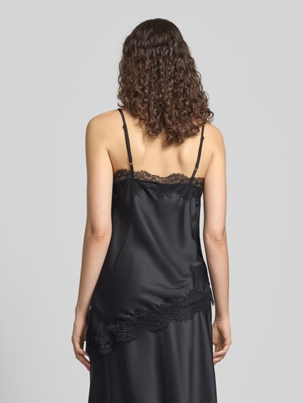PIECES Slim Fit Trägertop mit Spitzenbesatz Modell 'JESSA' Black 5