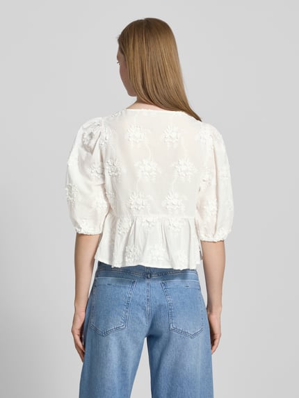 MANGO Cropped Blusenshirt mit V-Ausschnitt Offwhite 5