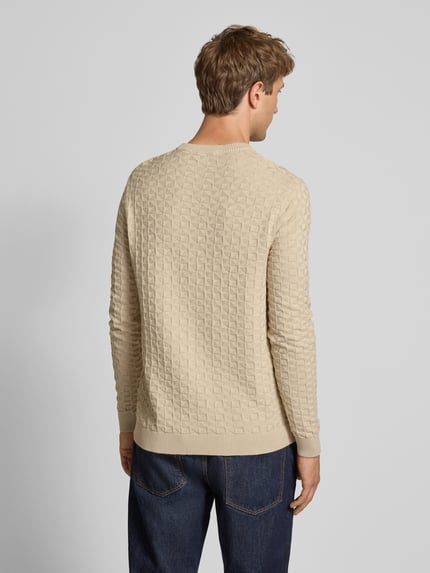 ONLY & SONS Regular Fit Strickpullover mit Strukturmuster Modell 'KALLE' Beige 5